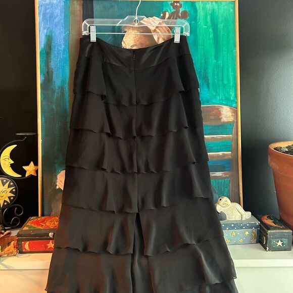 Bianca Nygard Elegant Black Tiered Maxi Skirt Size 8 - Picture 8 of 14
